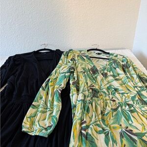 Torrid Peplum Blouse Bundle – Size 3 (1X/2X) – Black + Tropical Leaf Print